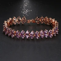 emmaya luxury purple cz bangle bracelet unique design rose gold color pear cut aaa cubic zirconia bracelets for women