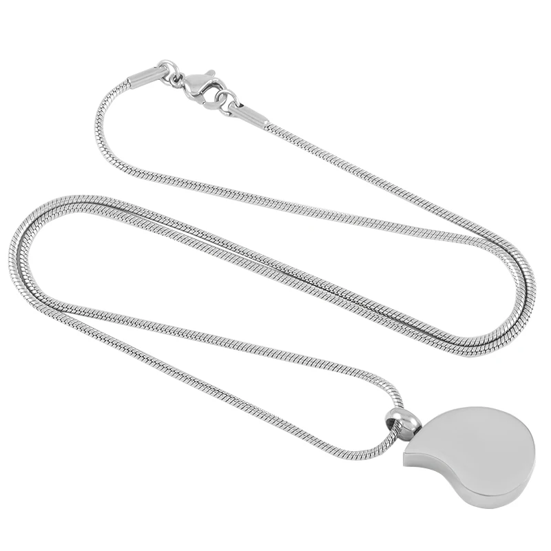 

IJD9336 Blank Tone Water Drop Men Women Necklace Engravable Stainless Steel Cremation Pendant Jewelry Funeral Ashes
