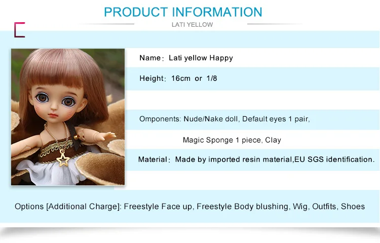 Лати желтый счастливый 1/8 BJD SD yosd кукла высокого качества милые девушки скрепленные игрушки куклы