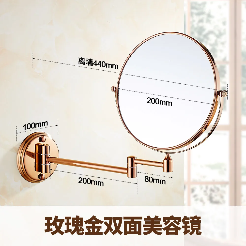 Buy Bathroom copper bathrom makeup mirror European rose gold toilet brush holder double cup bathroom hardware pendant set on