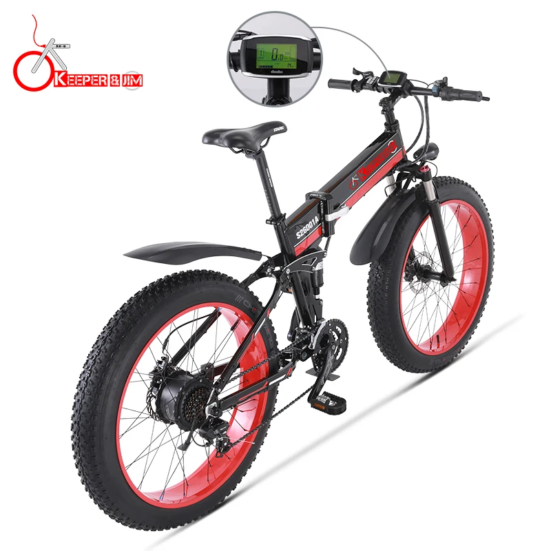 K& J 1000 Вт Ebike электрический ATV черный 26 дюймов масляный тормоз снегоход горный велосипед алюминиевый складной велосипед