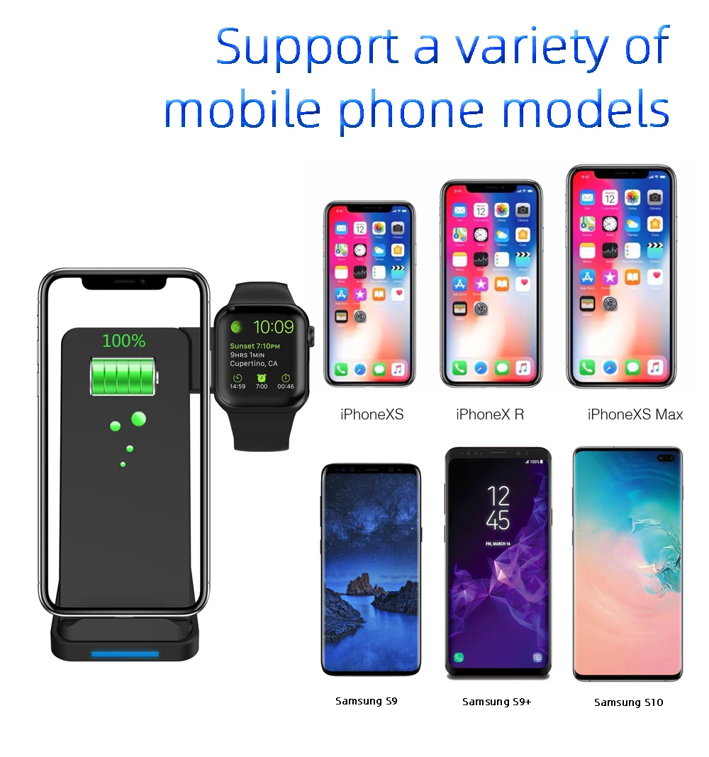 Беспроводное зарядное устройство Balaike 10 Вт Qi для iPhone X Xs MAX XR 8 plus Быстрая зарядка для samsung S8 S9 Plus Note 9 8 USB зарядное устройство