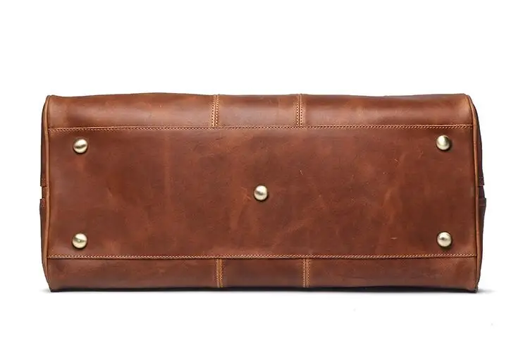 Genuine leather cow skin large casual travel duffle soft holdall for men high quality