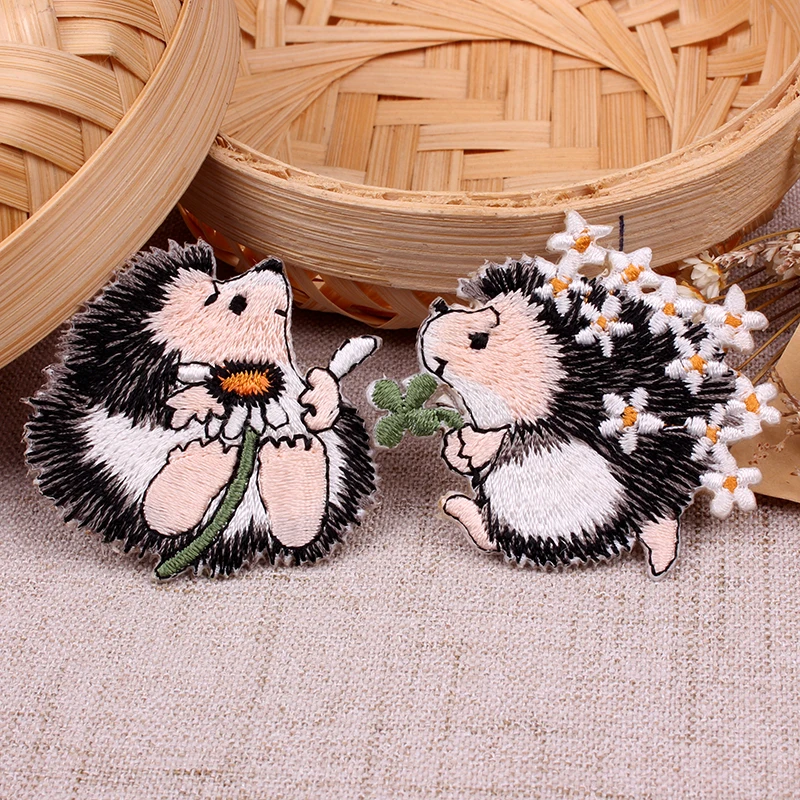 Hq вышитый Ежик патч Стик декоративные модные джинсы Ropa Parches Вышивка Аппликации