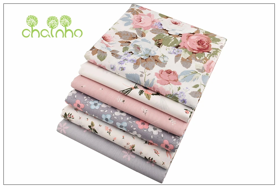 Chainho, 6 шт./лот, новинка, Цветочная серия, саржевая хлопковая ткань, Лоскутная Ткань, сделай сам, шитье, Стеганные жировые кварталы, материал для ребенка и ребенка