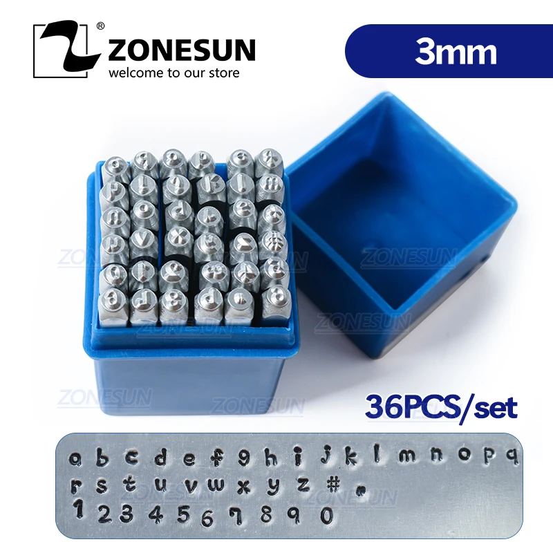 ZONESUN 36PCS Jewelry Metal Stamps Alphabet Set A-Z Heart Symbol Leather Punch Die Case Craft Stamping Tools Steel Tool |