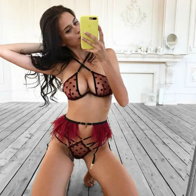 

2019 New Women Sexy Eyelash Lace Sheer Splice Teddy Bodysuit Backless Lingerie Underwear Sexy costume