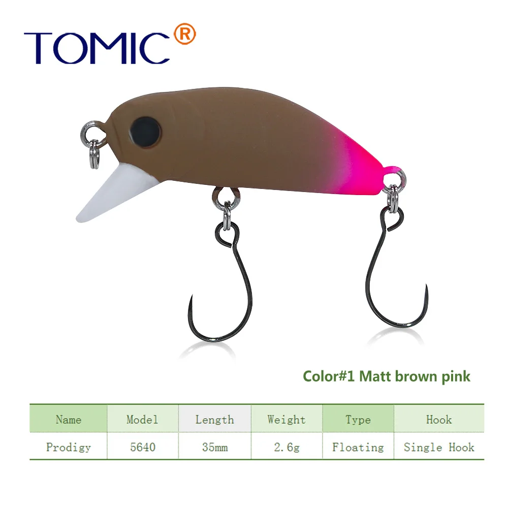 matt brown pink Tomic сверхлегкие рыболовные приманки 35 мм матовые цвета жесткая приманка, воблер с одним крюком приманка для форели - Цвет: matt brown pink