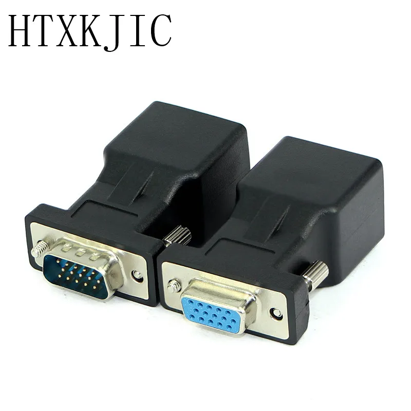 15pin VGA папа RJ 45 мама разъем карты RGB HDB удлинитель к LAN CAT5e CAT6 RJ45 сеть Ethernet кабель