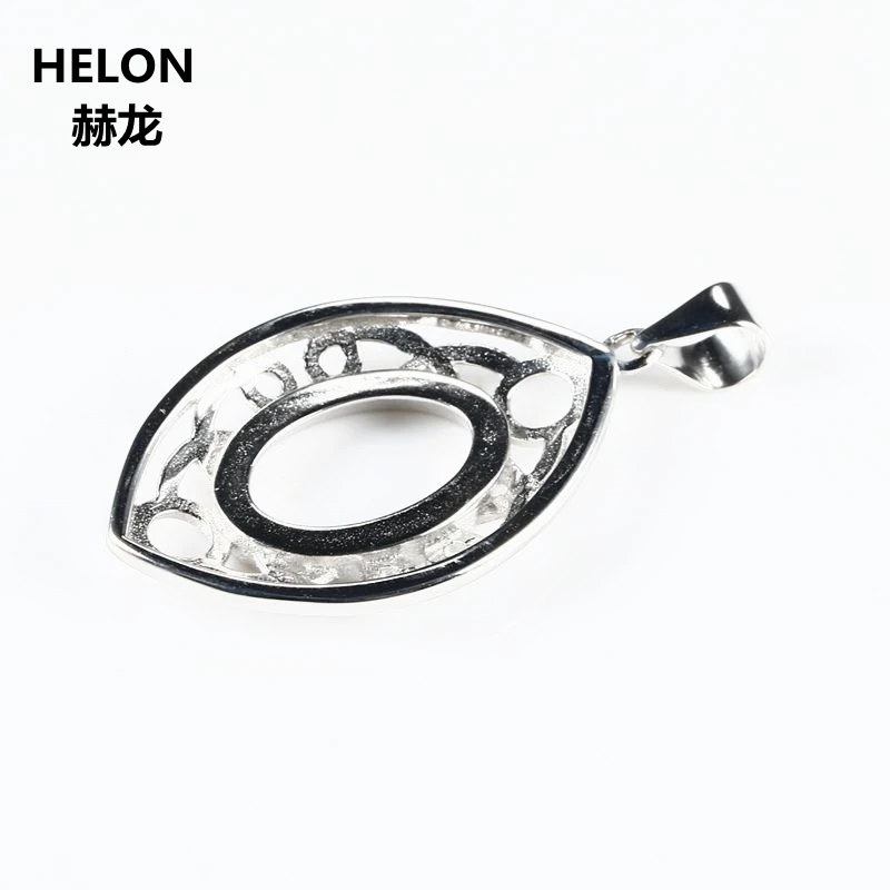 

Sterling Silver 925 White Gold Color 8x12mm Oval Cabochon Semi Mount Pendant Woodland Promise Fine Jewelry for Amber Agate