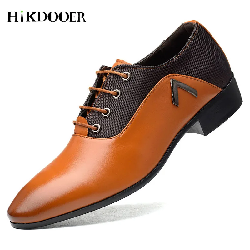 

New Arrival Men Formal Shoes Breathable Lace-up Flat Business Pointed Toe Wedding Shoes PU Leather Male Dress Shoes
