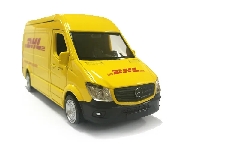 Игрушечный автомобиль из сплава, грузовик, DHL, 1:36, мини-автомобиль, копия, Авторизованная оригинальной фабрикой, модель, коллекция игрушек