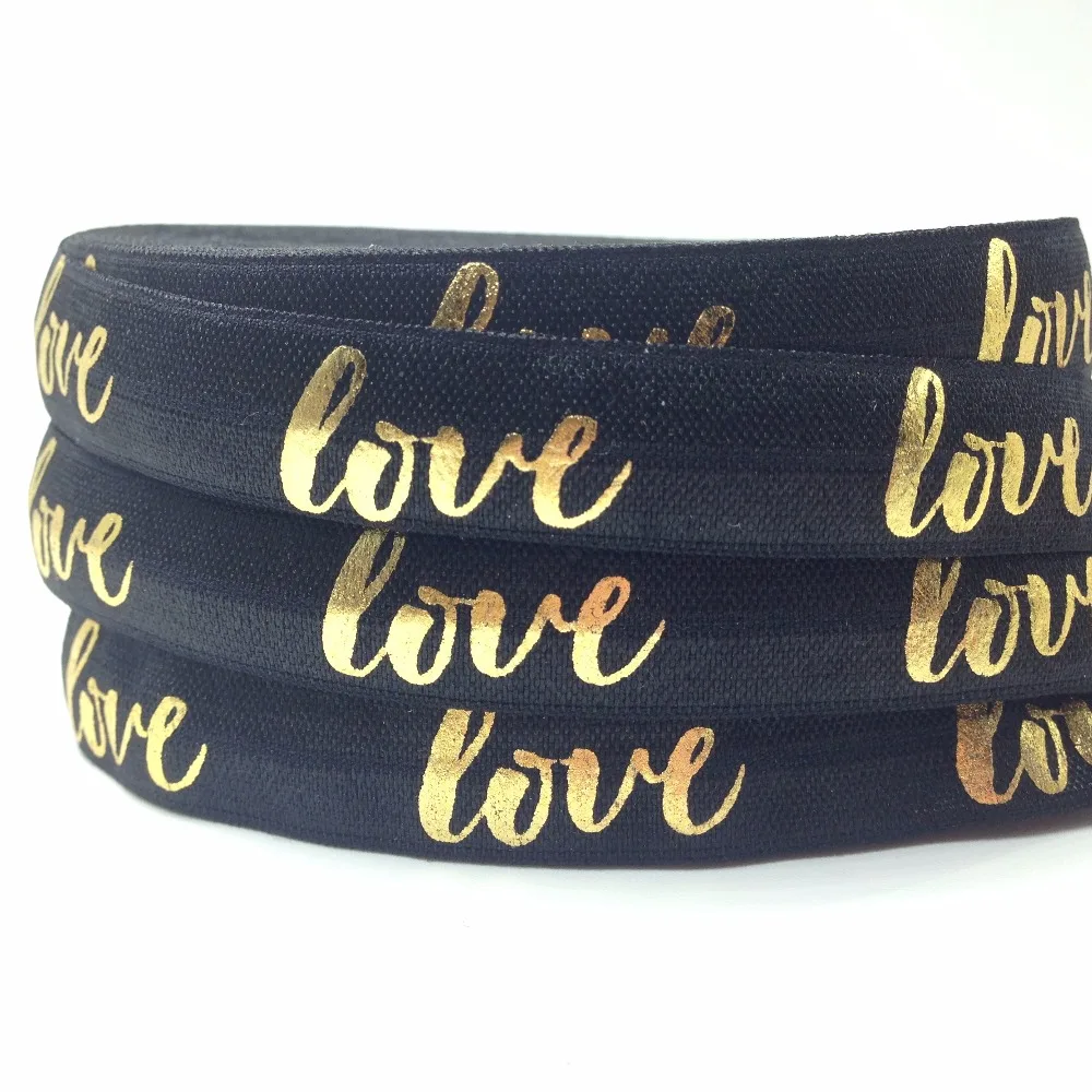 Хорошее качество золотого цвета с принтом в виде надписи LOVE на голову эластичная
