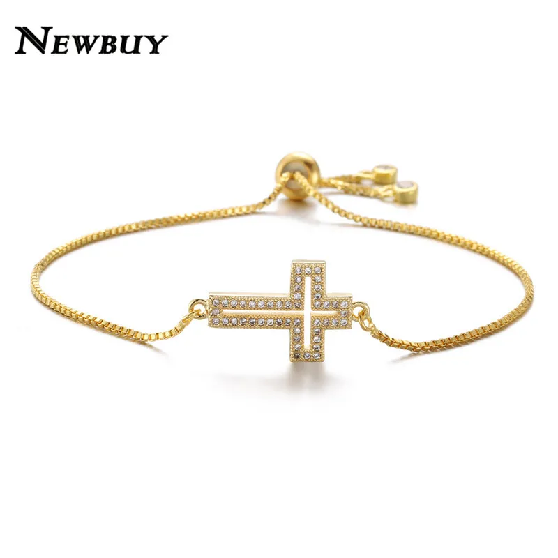 NEWBUY классические AAA + кубические циркониевые браслеты с крестообразной подвеской