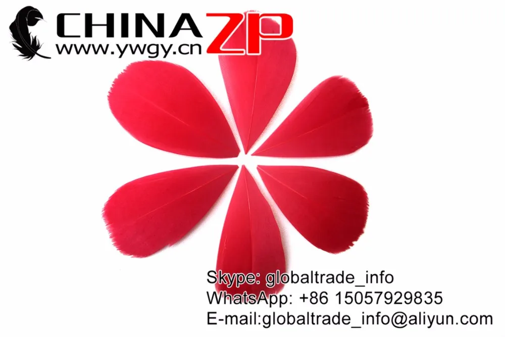 CHINAZP оптом 100 шт/партия 3~ 7 см длина выбранное качество окрашенные красные Обрезанные гусиные перья головной убор