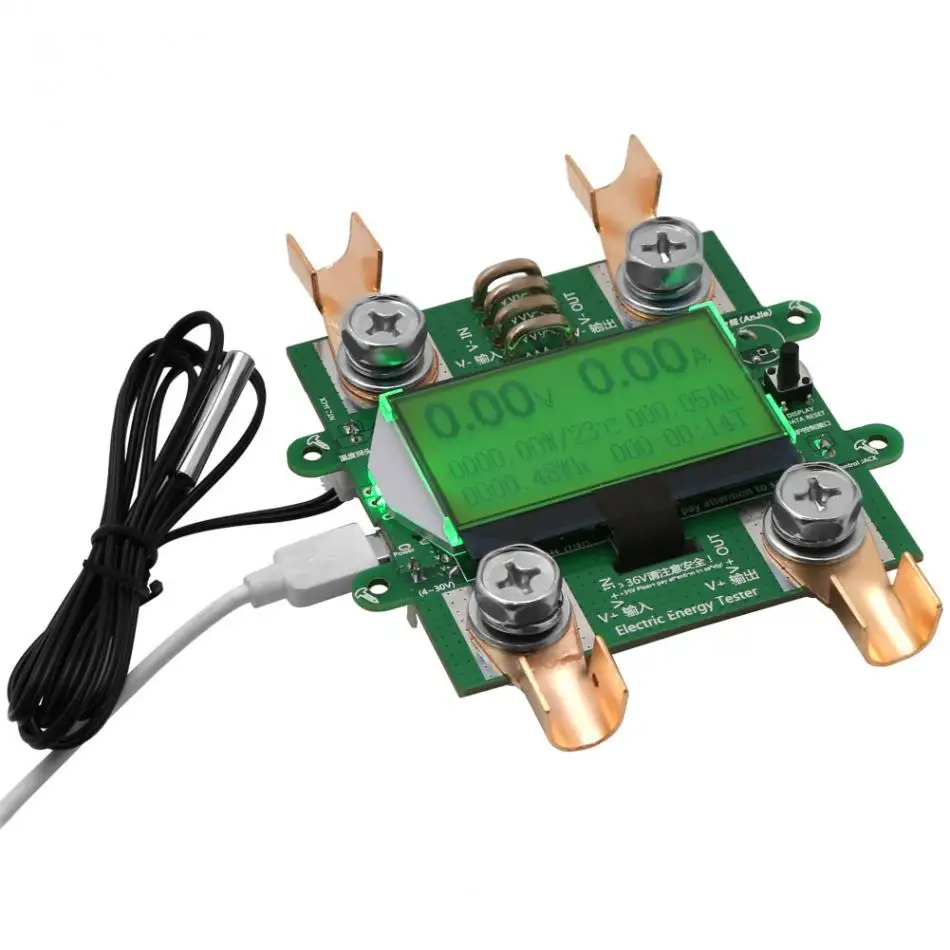Digital LCD Voltmeter Ammeter Voltage Meter 300V 100A Car Battery Capacity Tester With Temperature Probe Terminal Accessories |