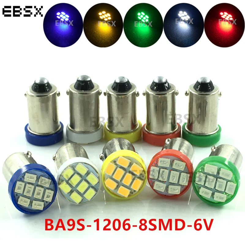 EBSX 6V 6 3 V для хвостовой части автомобиля светильник 50 шт в наборе BA9S T4W T11 1206 8 SMD