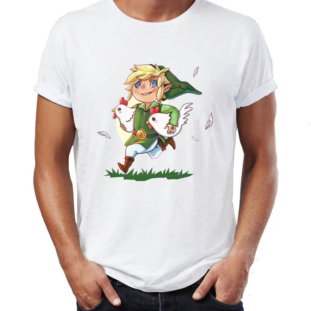 Мужская футболка Legend of Zelda Link and Cucco забавная потрясающая игровая футболка|Мужские