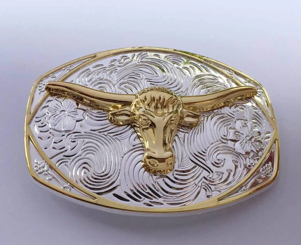 

Newest Bull Head Floral Flower Western Cowgirl Cowboy Belt Buckle suitable for 4cm wideth belt with continous stock