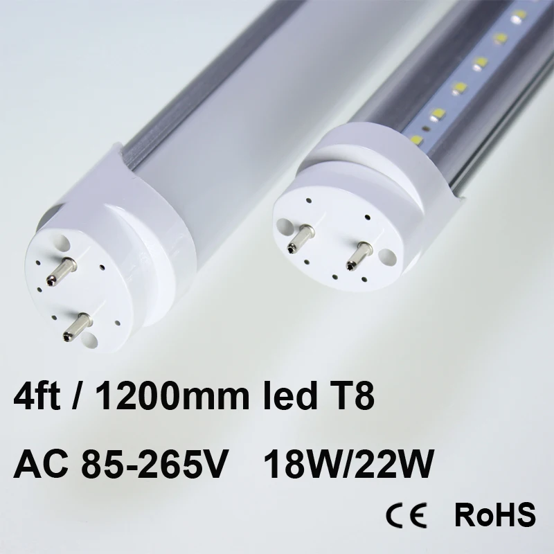 

T8 18W LED Light Tube Lamp, 4FT, 24W (40W Replacement), Plug & Play Ballast Compatible, 2400 Lumens, 4100K, Frosted Glass