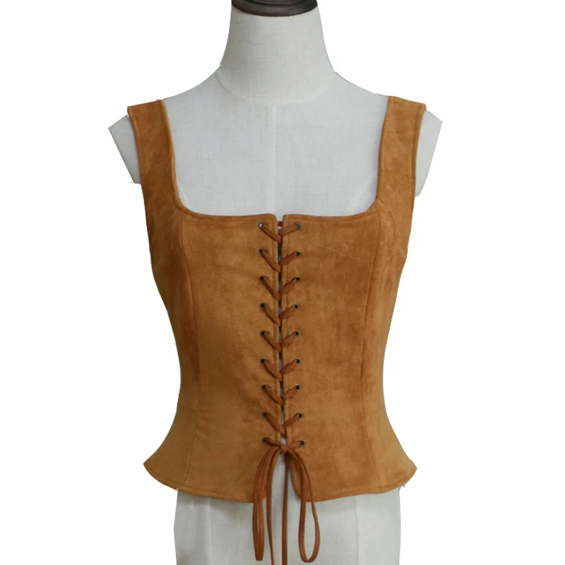 Medieval Lady Lace Up Corset Vest Renaissance Bodice Waistcoat Tops Body Suit Custom Made