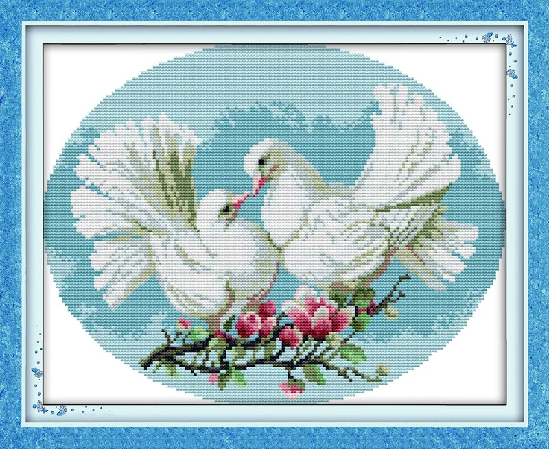 Набор для вышивки голубей на холсте китайские наборы крестиком DMC|stitch fabric|embroidery