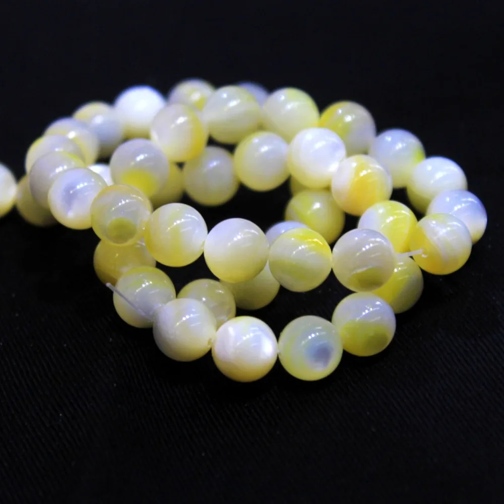 Wholesale AAA+ Natural Yellow Pearl Shell Glitter Beads For Jewelry Making DIY Bracelet Necklace Stone 6/8/10 mm Strand 15.5' |