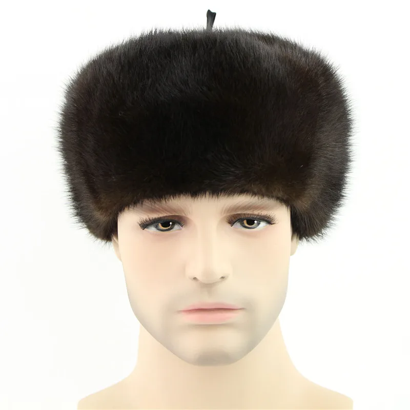 2020 Новая мужская шапка из натурального цельного меха норки для сохранения тепла