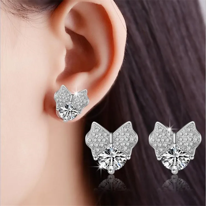 Женские серьги пусеты LUKENI из серебра 925 пробы с кристаллами вечерние