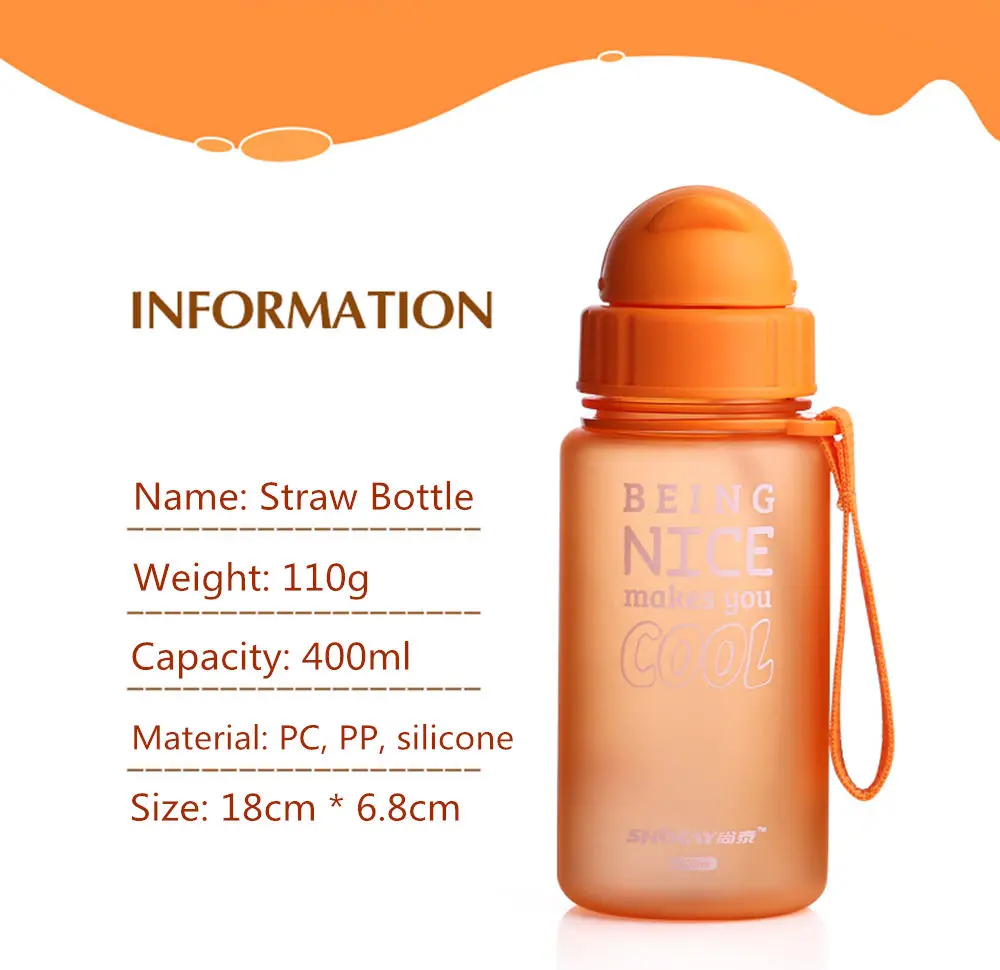 400ML Baby Straw Bottle Drinking Feeding Cup Portable Nipple Flip Lid Leak-poof Plastic Sippy | Мать и ребенок