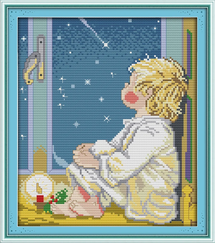 

Look at the stars cross stitch kit people 18ct 14ct 11ct count print canvas stitches embroidery DIY handmade needlework