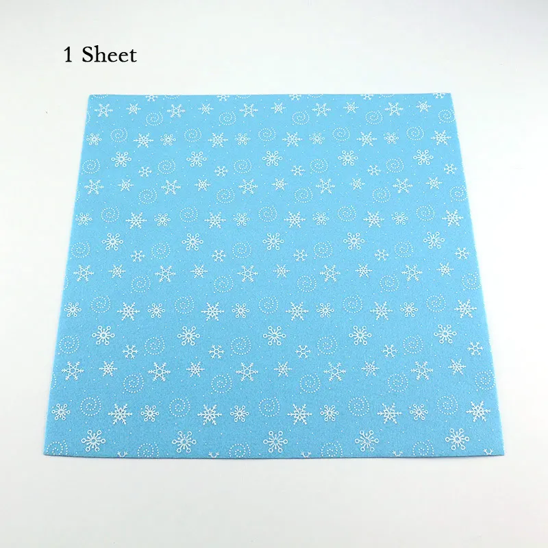 Light Blue Сплошной цвет Рождественский Снежный напечатанный Войлок 30X30 см 1 мм толстый Войлок Ткань Сделай Сам нетканый ручной работы ремесло Домашний декор принадлежности 1 лист - Цвет: Light Blue