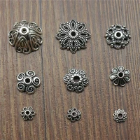50pcs bead caps charms pendant antique silver color bead caps charm pendants jewelry accessories diy receptacle charms