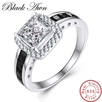 black awn wedding rings for women 4 0g solid 100 925 sterling silver jewelry black spinel classic bague c192