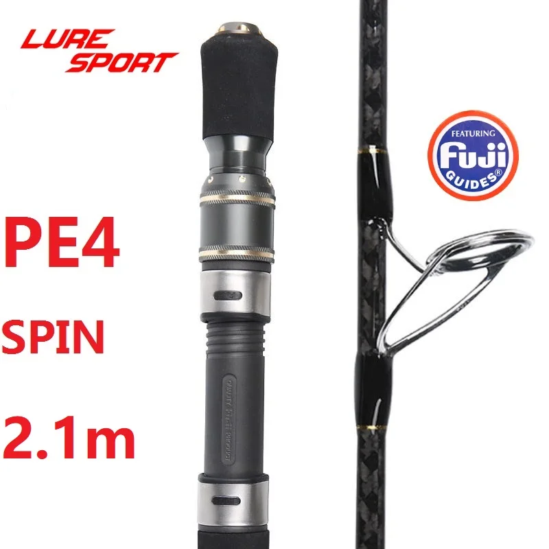 PE4 SPIN LURESPORT медленное отжимное удилище 2,1 м X поперечные Углеродные направляющие FUJI Катушка для спиннинга 60-260 г PE2-4 1,5 секционная лодочная удочка - Цвет: PE4 SPIN
