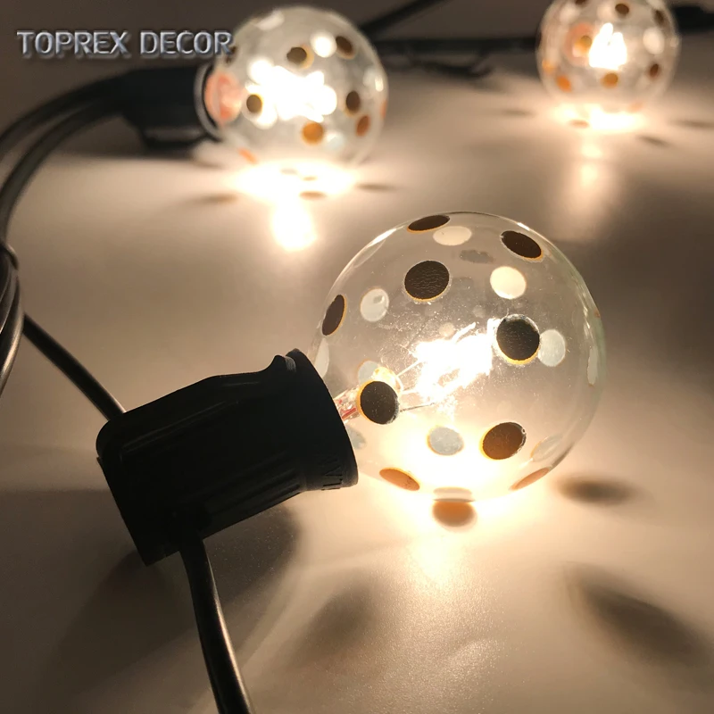 Toprex E12 patio lights- length 11.5ft. festoon light christmas lights outdoor string lights garden party