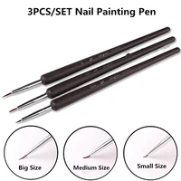 3pcsset nail art pencil drawing line pen dotting kit black fine plastic paint tool manicure