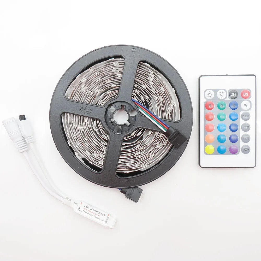 SMD RGB Светодиодная лента 5050 5 м светодиодсветильник rgb Диодная гибкая контроллер 12