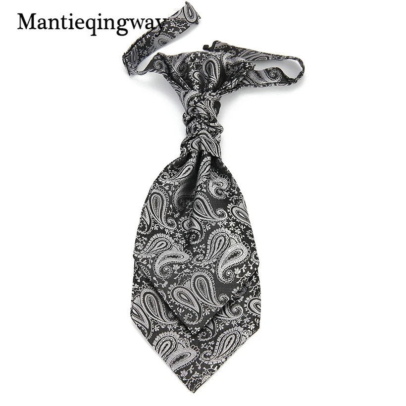 Mantieqingway классический полиэфирный двойной шейный галстук для мужчин черный цветочный Галстук Пейсли для свадьбы жилет шейный галстук Gravata