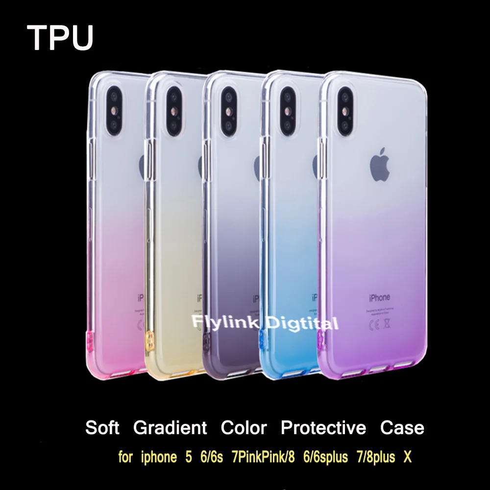Ультратонкий Мягкий чехол из ТПУ для iPhone 5 6 7 8 прозрачный цветной силиконовый с