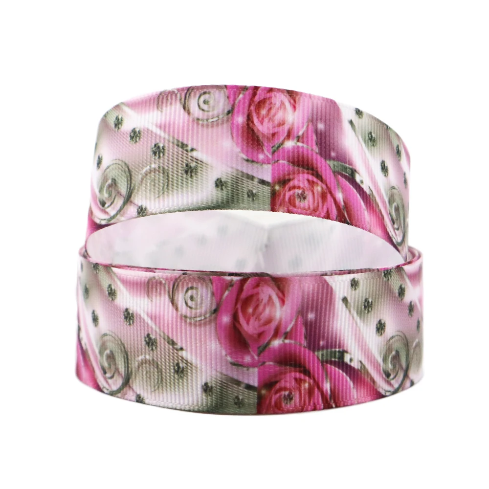 1065267001 David accessories " 25 мм Цветок Полиэстеровая корсажная лента 10yds, материалы для ручных поделок, упаковка для свадебного подарка, 10Yc3955 - Цвет: 1065267001