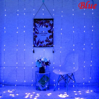 Blue 4,5 м x 3M/2 м/1 м светодиодная гирлянда-сосулька, Рождественская, Рождественская, Сказочная гирлянда, уличные, для дома, Свадебные/вечерние/занавески/украшения сада - Испускаемый цвет: Blue