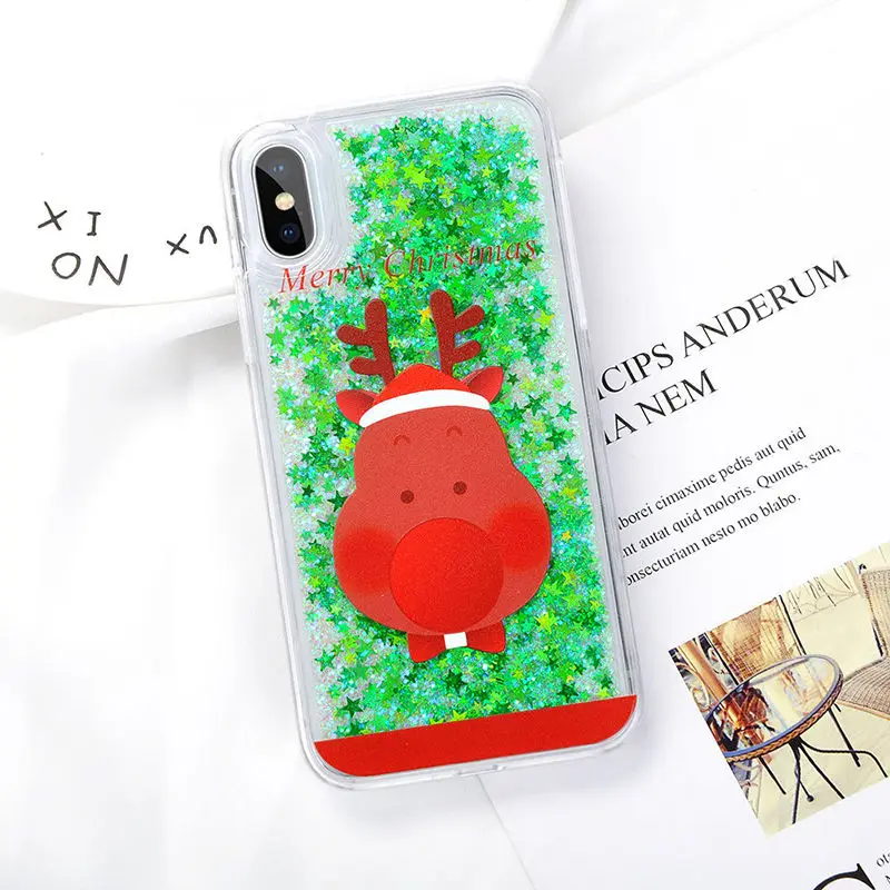 Чехол для телефона с динамическим жидким зыбучим песком для iPhone 6, 6 S, 7, 7 Plus, 8, 8 Plus, блестящий Рождественский подарок, прозрачный жесткий чехол для задней панели из поликарбоната - Цвет: T1
