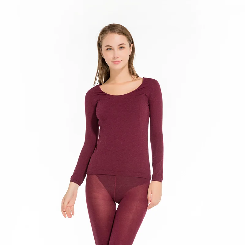 wine red for women ZYSK термобелье для женщин и мужчин мягкая дышащая теплая Пижама термос кальсоны женская одежда Топы+ штаны комплект из 2 предметов - Цвет: wine red for women