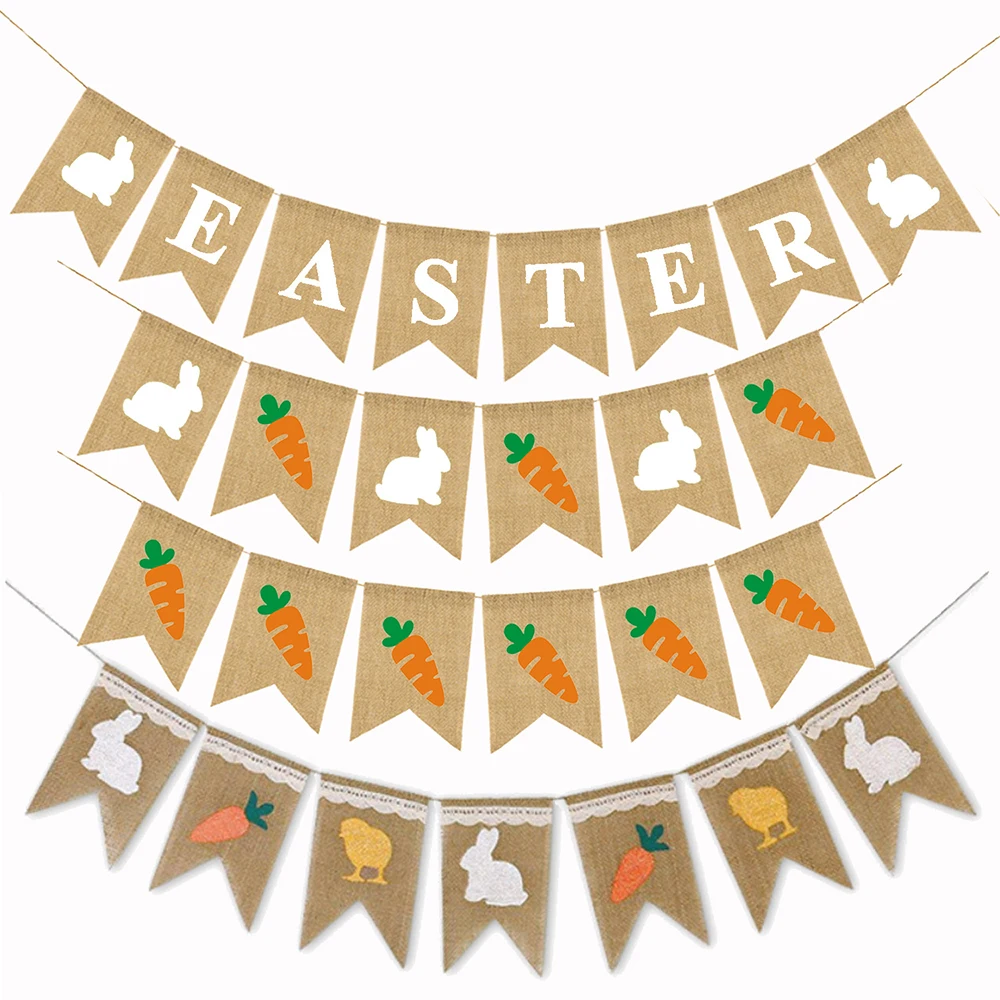 2 .8 м счастливые пасхальные баннеры из мешковины красочная гирлянда с морковкой