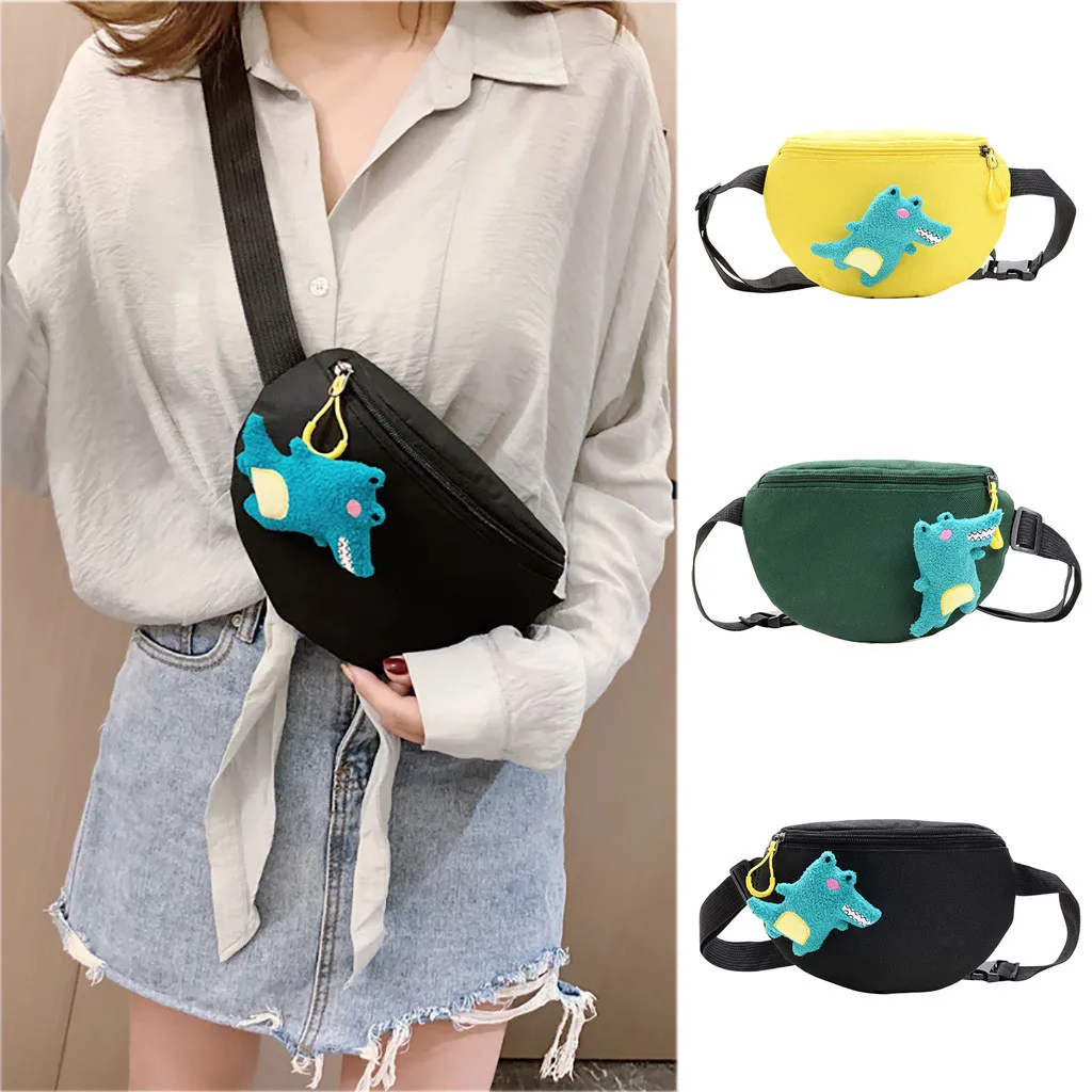 Aelicy, женская, милая, мультяшная, животные, аппликация, поясная сумка, динозавр, нейлон, грудь, сумка, модная, для отдыха, сумка-мессенджер, Bolsos De Cintura