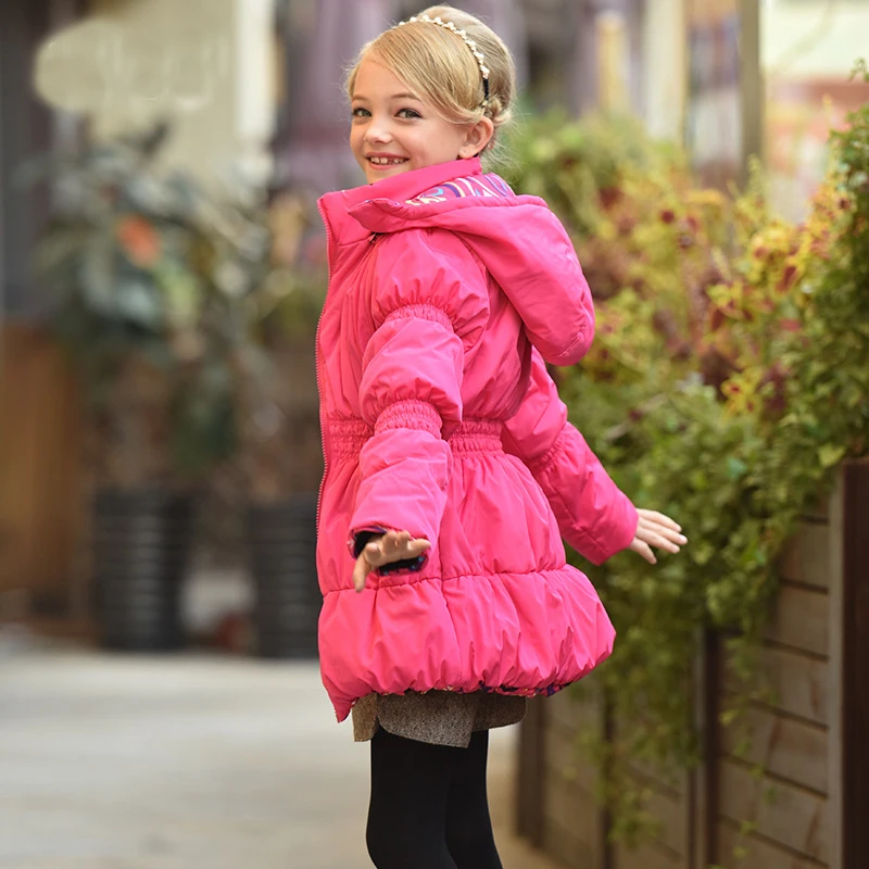 2017 зимняя куртка для девочек Хлопковое Стеганое пальто Двусторонняя одежда