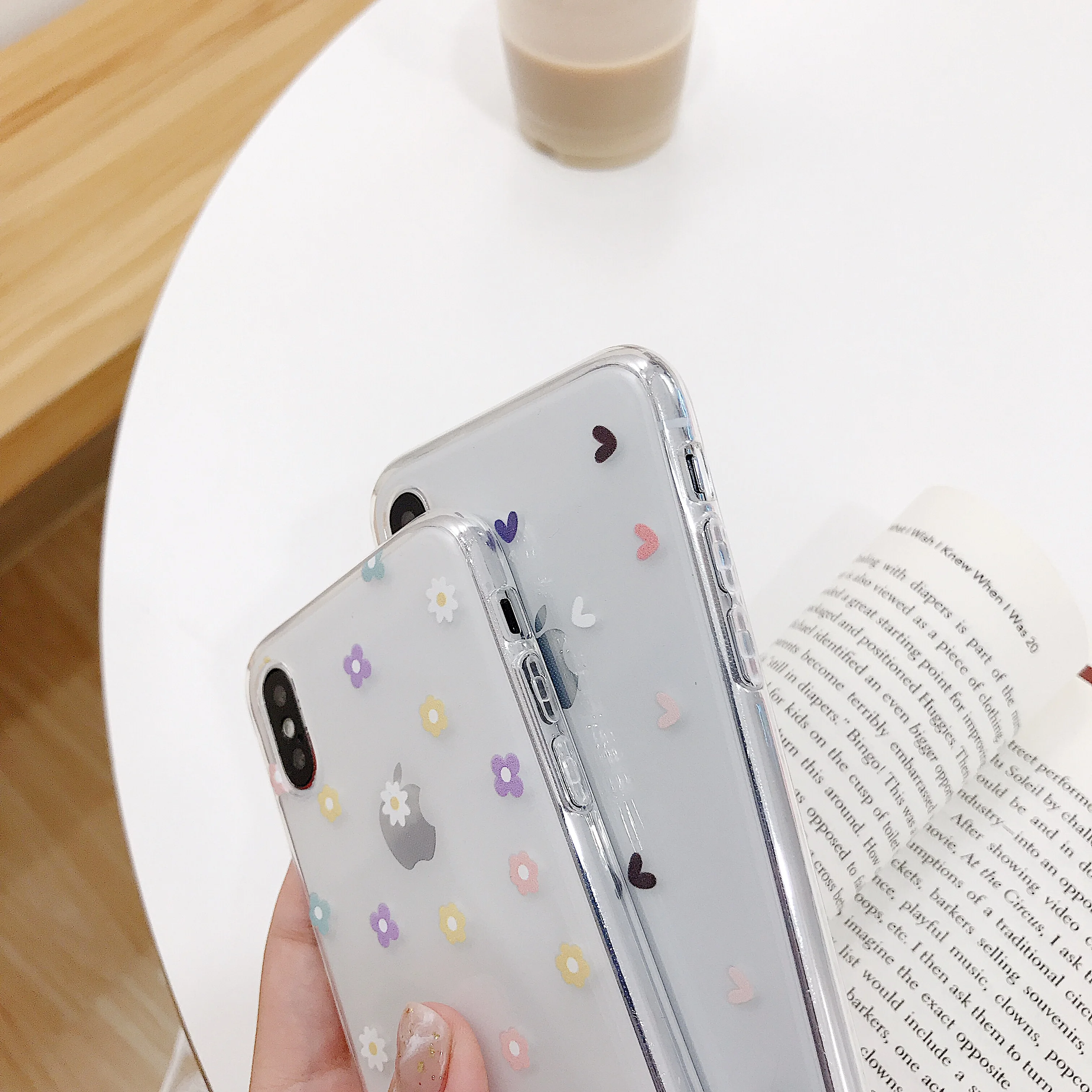 Soft Transparent Cases For iphone 11 Pro XR XS Max X 7 8 Plus 6 6S Case Love Heart Floral Clear Silicone Back Cover Fundas |