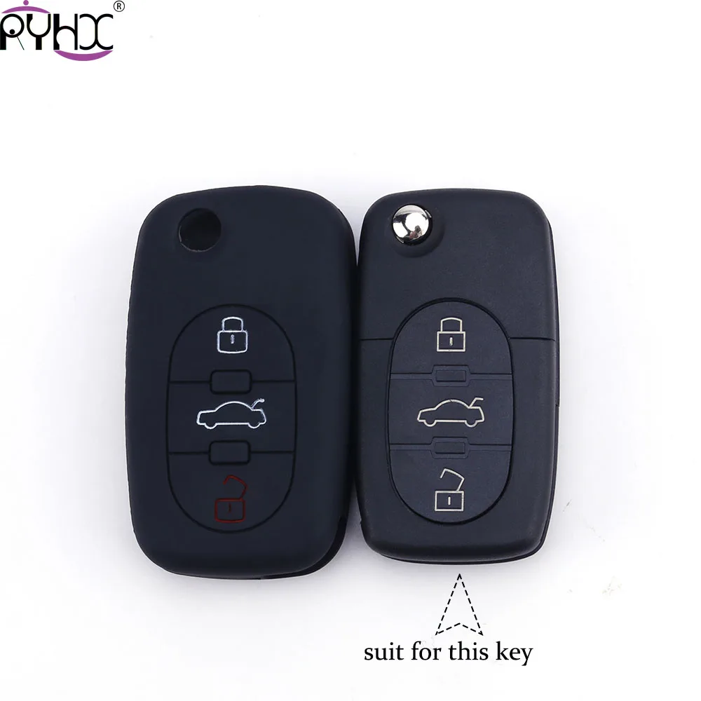 RYHX 1pc waterproof Silicone car key styling cover opp bag 3 button for A4L A6L A8L A3 A5 Q5 Q3 Q7 R8 TT S3 S7 RS7 RS5 B9 | Автомобили и