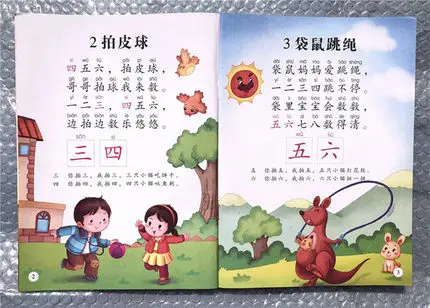 Книга с китайскими иероглифами для чтения и грамотности Pinyin красочными